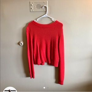 Red Crop Cable Knit Sweater